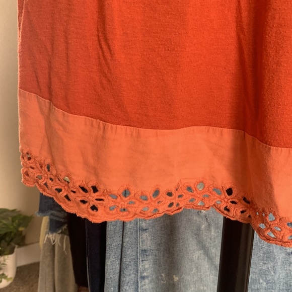 BlueHeaven babydoll rust color mini dress boho beach lace trim size Lg (juniors) - Picture 4 of 7